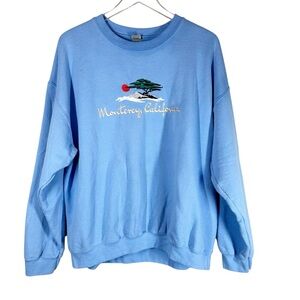 MONTEREY, CA Women's XL Gilden Heavy Blend Blue Crewneck Novelty Sweatshirt
